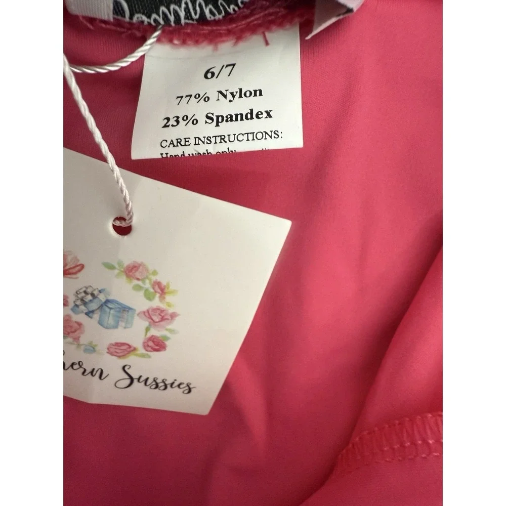 NWT Southern Sussies Pink 1/4 Zip‎ Long Sleeve Top and Shorts Girls Size 6/7